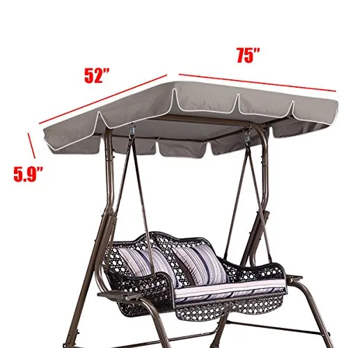 dDanke - Copertura di Ricambio per Dondolo da Giardino da 2 a 3 posti, Impermeabile, Resistente ai Raggi UV, 190 x 132 x 15 cm