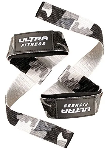 ULTRA FITNESS a pair of wrist straps for weightlifting, length about 56 cm, with extra gel padding for a firm grip, Camouflage