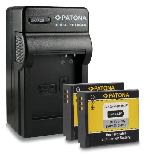 Bundle - 4in1 Caricabatteria + 2x Batteria DMW-BCM13E DMW-BCM13 per Panasonic Lumix DMC-FT5 | DMC-TS5 | DMC-TZ37 | DMC-TZ40 | DMC-TZ41 | DMC-ZS30 e più… [ Li-ion; 1030mah; 3.6V ]