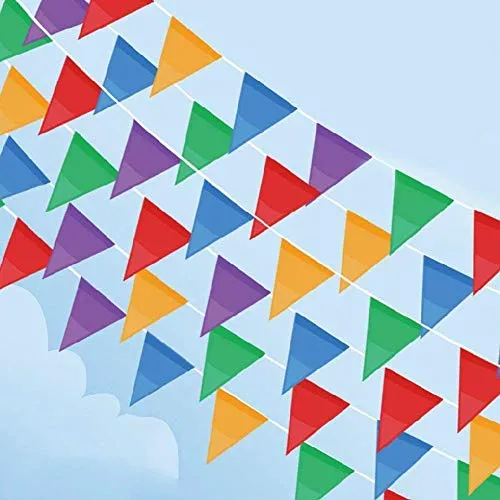 Cookey 200 Pezzi Multicolor Bandiera di Pennant, 100M Nylon Fabric Decorazioni Bandiere per Festeggiamenti Grand Opening Feste e Backyard Picnics