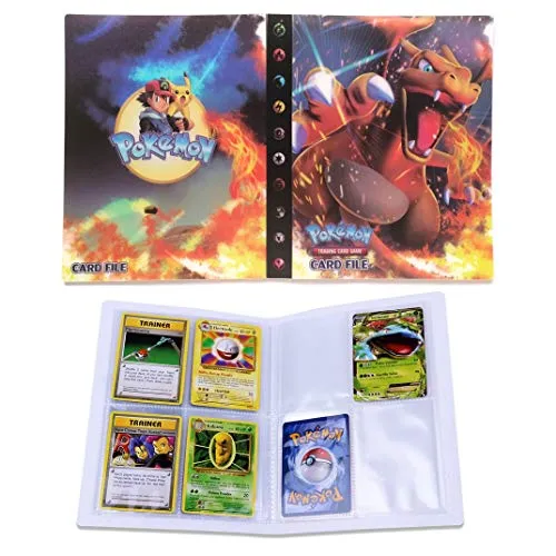 Porta Carte Pokemon, Raccoglitore Carte Pokémon, Album per Carte Pokemon GX, può ospitare 120 Carte a Caricamento Singolo o 240 a Doppio Caricamento (Charizard)