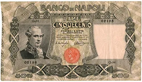 Cartamoneta.com 500 Lire BANCO di Napoli Biglietto al Portatore 14/08/1917 BB/SPL