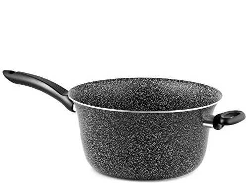 Home in Rombo Home Paiolo Un Manico Antiaderente Stone Cm26 Pentole E Preparazione Cucina, Pietra, Nero, 26 cm