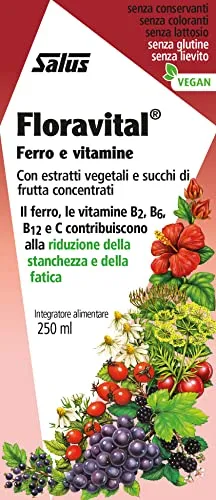 Salus Floravital - Integratore Alimentare con Ferro e Vitamine, per ridurre la stanchezza e la fatica, adatto ai Vegani - 250ml