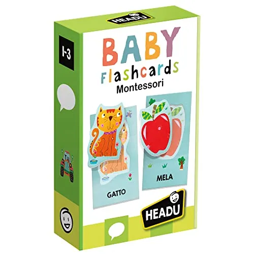 Headu Baby Flashcards Montessori Ascolta E Pronuncia Le Prime Parole It21666 Gioco Educativo Per Bambini 1-3 Anni Made In Italy