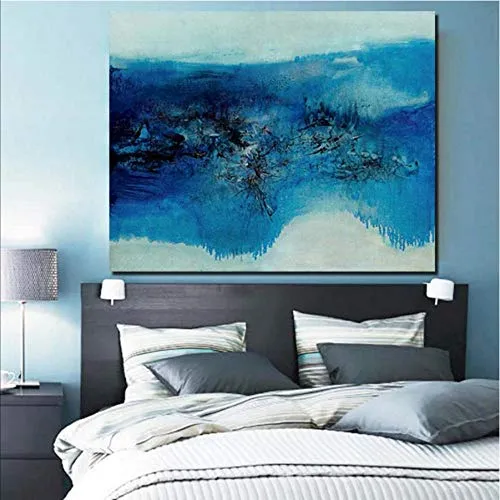 Knncch Blue Abstract Wall Art Canvas Painting Posters Stampe Modern Painting Picture Wall Per Living Room Home Decor Opere d'arte-40x50cm
