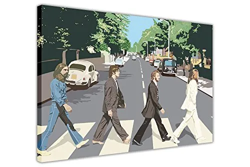 Iconic The Beatles Abbey Road album poster stampa su tela, stampe con cornice immagini musica foto, Tela, 01- A4 - 12" X 8" (30CM X 20CM)