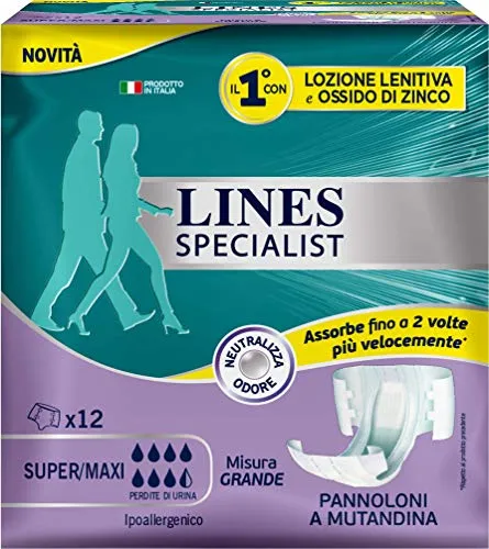 Lines Specialist Pannolone a Mutandina Grande, 12 Pezzi