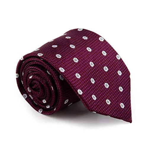 GENTSY ® 100% Seta Cravatte da Uomo Cucita a Mano Larghezza 8cm / 3.15" Classico Design (K99 rosso)