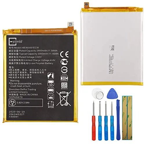 Batteria agli ioni di litio HB366481ECW compatibile con Huawei P9/P9 Lite Honor 8/Honor 8 Youth Edition Venus NEM-UL10 EVA-DL00 2900 mAh