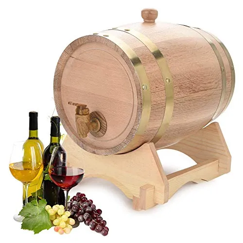 Botte di vino in legno, botti di rovere in legno di rovere per lo stoccaggio o l'invecchiamento di vino e liquori(5 L)