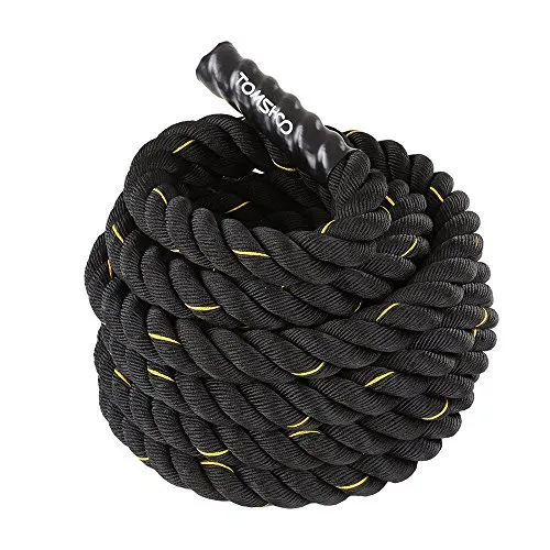 TOMSHOO Fune di Allenamento, Battle Rope, Allenamento Corda di Ondulazione, Esercizio Fitness Rope 10m / 12m / 15m (38mm/50mm) per l'allenamento Muscolare