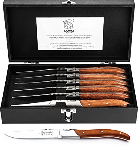 Laguiole Style de Vie Coltello da bistecca, Luxury Line, 6 pezzi, palissandro