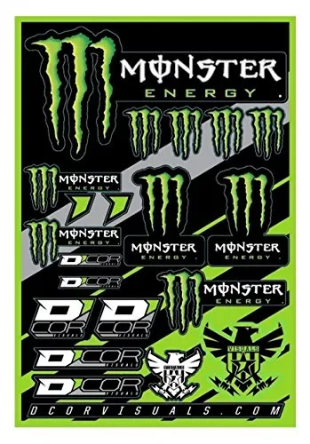 Monster Energy - Foglio di adesivi per moto, scooter, 19 adesivi 40-90-102, kit di decorazione