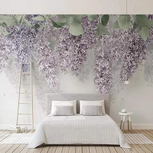 Fotomurali da parete fotografica 3d murales viola glicine fiori casa per matrimoni soggiorno decorazioni per la casa per affreschi pareti,450X320CM(WxH)