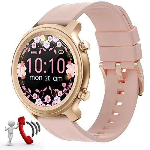 Smartwatch Donna Orologio ricevere chiamata,Bluetooth Android Smartwatch Donne,1.28" Fitness tracker Orologio Sportivo Impermeabile Pedometro Monitor del Sonno (rosa)