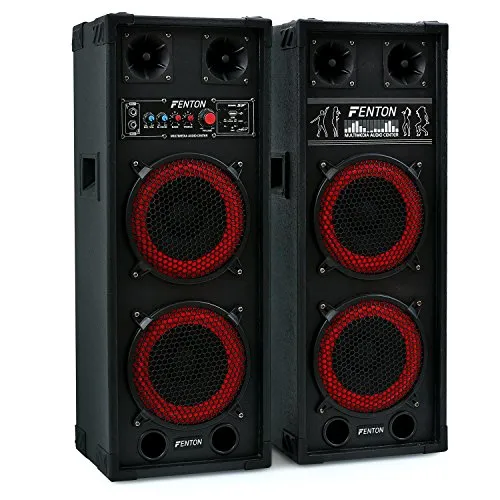 Fenton SPB-28 set coppia casse attive amplificate attiva/passiva (800 Watt, Bluetooth, 2 x subwoofer da 20 CM, USB SD MP3, bass reflex, 2 x MIC IN)