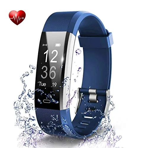 Cardiofrequenzimetro fitness tracker, Antimi Activity Tracker Impermeabile IP68 Orologio braccialetto Fitness Watch Pedometro, Calorie, Notifiche Chiamate per smartphone Android o iOS(blu)