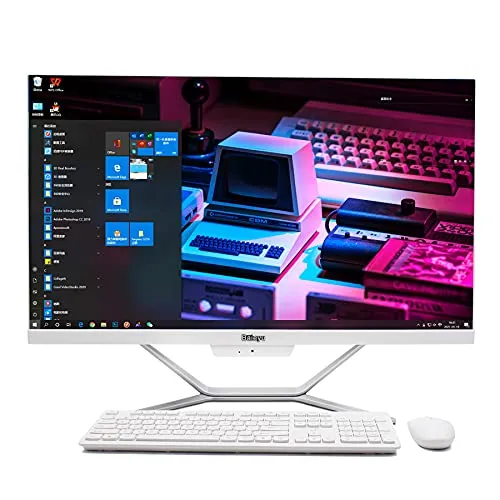 Baieyu PC All in One 24 pollici, 1920x1080 FHD, Intel Core i7-6500U, 8GB RAM, 512GB SSD, 1TB HDD, Windows 10 Pro, Tastiera e mouse wireless italiani, HDMI/VGA/WIFI/BT/LAN