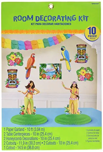 Amscan International 241659 kit per decorazione stanze, motivo: hawaiano