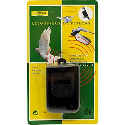 Llucifer 64 - Dissuasore a ultrasuoni per uccelli, ANTI PICCIONI, COLOMBI piccione, a batteria