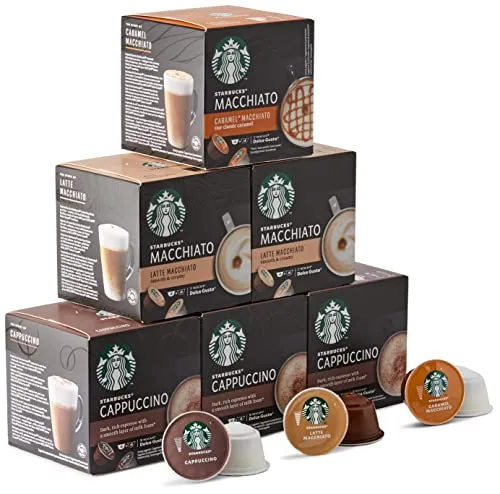 Starbucks Confezione Assortita di Bevande con Latte Nescafe Dolce Gusto 6 Confezioni da 12 Capsule (72 Capsule)