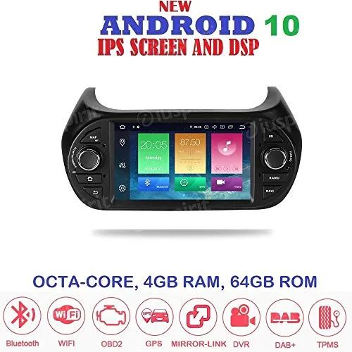 ANDROID 10 GPS DVD USB SD WI-FI Bluetooth MirrorLink autoradio navigatore Fiat Fiorino/Fiat Qubo/Citroen Nemo/Peugeot Bipper 2008 2009 2010 2011 2012 2013 2014 2015