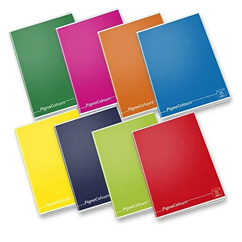 Pigna Colours 02136420Q, Quaderno formato A4, Rigatura 0Q, quadretti 5 mm con margine per 2° e 3° elementare, Carta 80g/mq, Pacco da 10 Pezzi