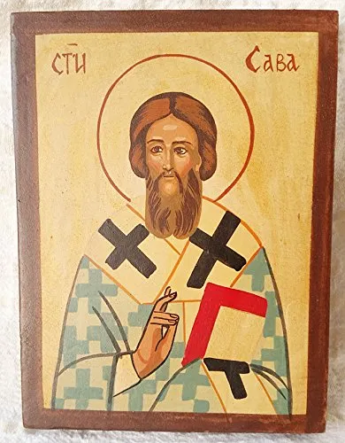Dipinto a mano icona San Sava Patrono della Serbia serbo Ortodosso