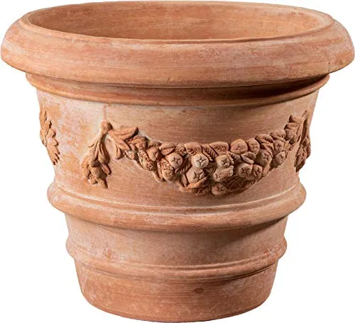 Set di 4 vasi per piante Imprunetino Galestro Classico e FESTONATO in terracotta italiana, assolutamente resistenti al gelo (diametro 100 cm x altezza 80 cm, Imprunetino FESTONATO)