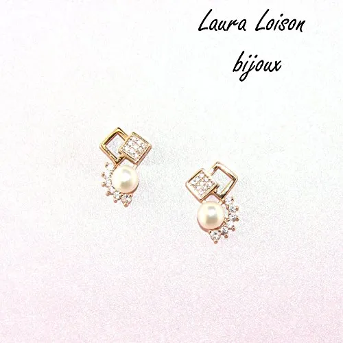 Laura Loison - Orecchini in argento 925 con perle e cubic zirconia