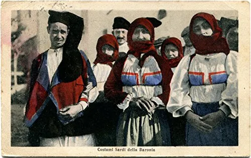 1910 Ritratto Costumi Sardi Baronia Rosso Blu Cremona Sassarico FP B/N VG Cartolina Postale