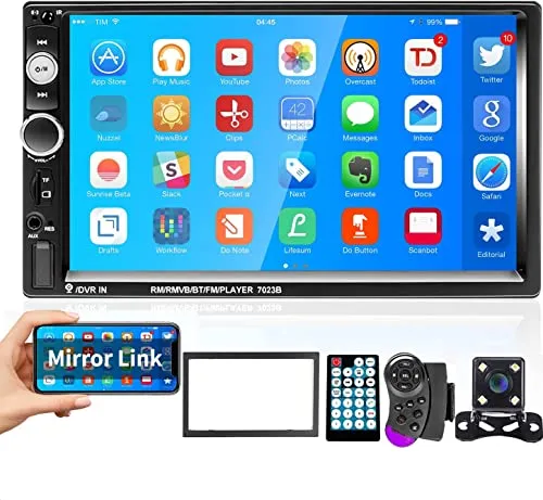 Hikity Autoradio 2 Din Radio Bluetooth Auto Stereo con Schermo Retrocamera 7 Pollici Touch Screen con FM BT USB TF AUX SWC Mirror Link per Android/iOS Smartphone