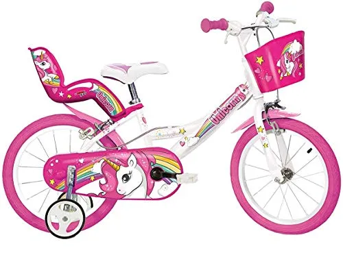 Dino Bikes Unicorn 14" Bicicletta, 14'' Bambina, Bianco e Rosa