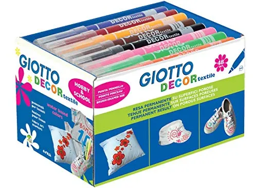 Giotto Decor Textile Schoolpack 48 Pz Colori Assortit- Pennarelli per Tessutoi