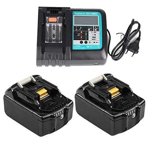 Ricambio caricatore rapido con 2 X batteria 18 V 4.0 Ah(LCD) per Makita rasaerba DLM380Z DLM380PM2 DLM460Z DLM431PF2 DLM431PT2 DLM431Z ELM3800 ELM3311 DLM380PF4 batteria