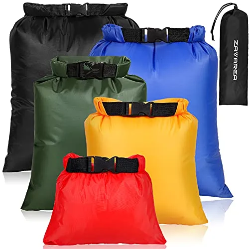 Set di sacchetti impermeabili, leggeri, da 1,5 l, 2,5 l, 3,5 l, 4,5 l, 6 l, per canoa, kayak, rafting, barca, escursionismo, campeggio, viaggi, zaino in spalla, Colori assortiti.