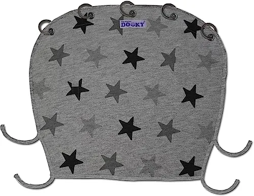 The Original Dooky 126702 Tendina per Sole Vento per Passeggino e Carrozzina, Universale, Regolabile e Traspirante, Grigio con stelle tono su tono - Grey Stars