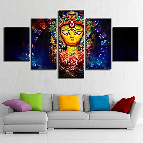 HUA JIE Quadri Grandi da Parete Meural Canvas Stampa su Tela HD 5 Pezzi Hindu God Painting Poster Decoration OE Bedroom Wall Artworks Quadri da Cucina