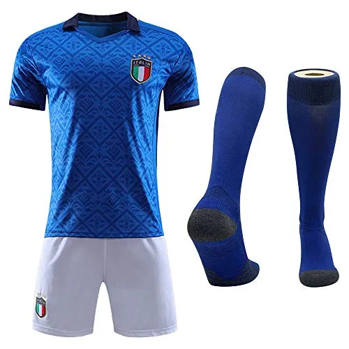 Cytech Italia Maglia da Calcio, Bambino Adulto Maschio Italia Squadra Nazionale Calcio Maglia, T-Shirt Pantaloncini Calze (XS(160-165cm))