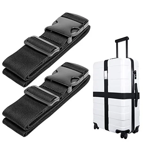 Luxebell da viaggio cinghie bagagli imballaggio cintura valigia cinghie regolabile sicurezza 60 x 200cm, 2-pack(Nero) (Nero)