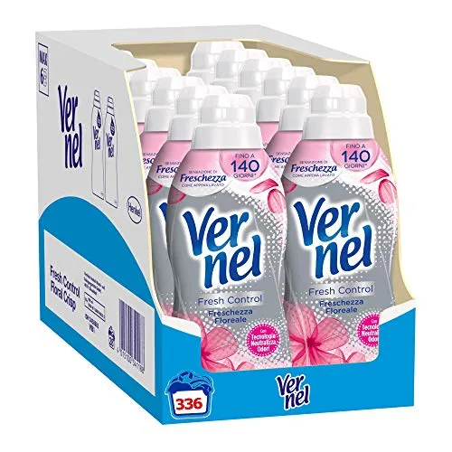 Vernel Fresh Control Ammorbidente Lavatrice profumato Neutralizza Odori, Freschezza Floreale, 12 x 28 Lavaggi, totale 336 lavaggi