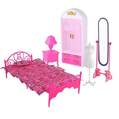 Mobili per Casa Bambole 2 Tipi Barbie Room Sets Mini Accessorio Puzzle Educativo Precoce Regalo Giocattolo Camera Letto per Ragazzi Ragazze Compleanno Natale Regalo (Princess Room Style)