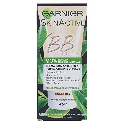 GARNIER BB Cream Natural Crema Idratante Tutto in 1, Arricchita con Pigmenti Naturali e Tè Verde, Confezione da 1, 50 ml