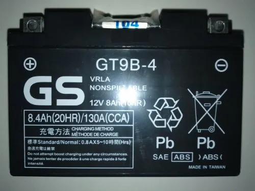 BATTERIA GS GEL PRECARICATA GT9B-4 YAMAHA MAJESTY 400 R6 T-MAX 500 MT-03 XT 660