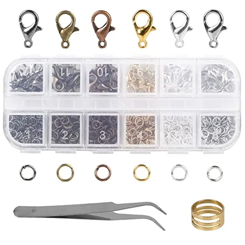 GGISUI 722 PCS Chiusure per collane Kit Anello di Salto Anellini per bigiotteria Lega Lobster CLAS con Custodia pinzette coprinodo per Gioielli Principianti Collana Fai da Te Trova e ripara 6 Colori