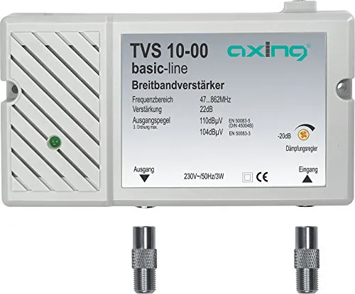 Axing TVS 10-00 Amplificatore Banda Larga per digitale terrestre tv e radio (22 dB, 47-862 MHz)