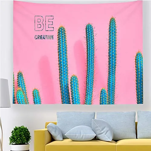 Odot Arazzo da Parete Decorazione da Parete Tropicale Moderno, Arazzi Hippie Psichedelico Murale Adatto Anche Come Tablecloth Tappeto Telo da Spiaggia (150x200cm,Cactus Lungo)