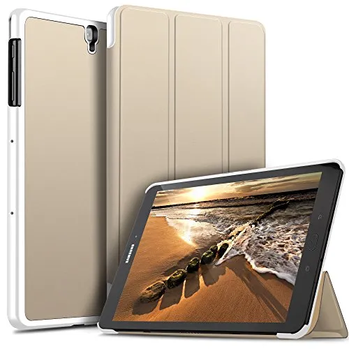 ELTD Custodia Cover per Samsung Galaxy Tab S3 9.7, Pelle con Funzione di Stand Flip Copertina Smart Case Cover per Samsung Galaxy Tab S3 9.7, Oro