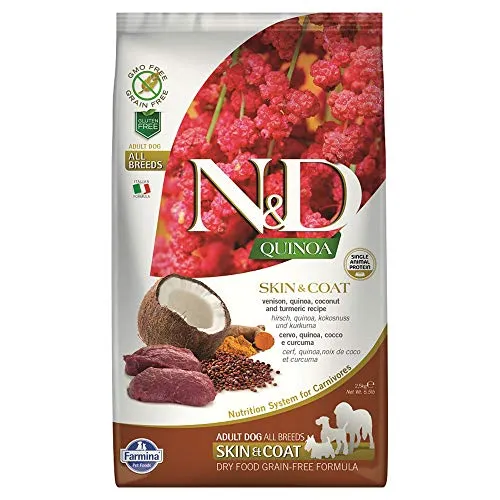 N&D CANE SKIN & COAT CON CERVO QUINOA COCCO E CURCUMA 2,5 kg